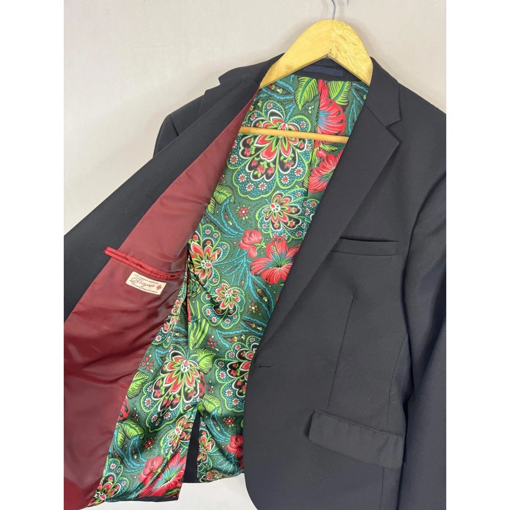 Scotch & Soda Amsterdam Couture Mens Black Blazer Floral Lining Size Men 40